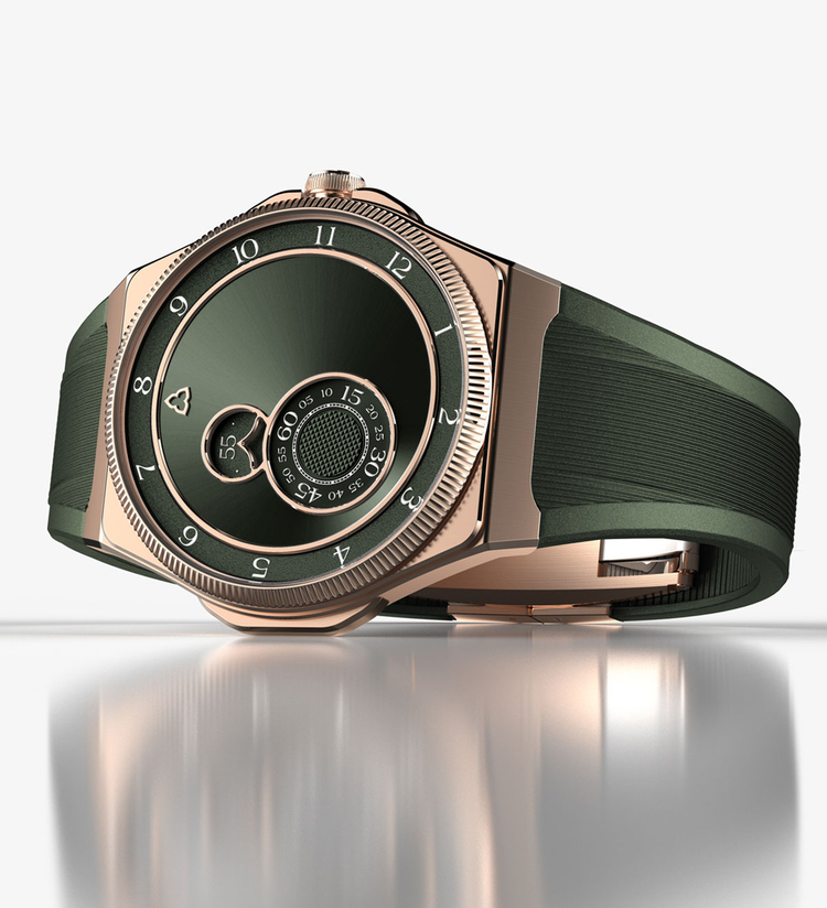 trilobe trentedeux sunray green rose gold watch