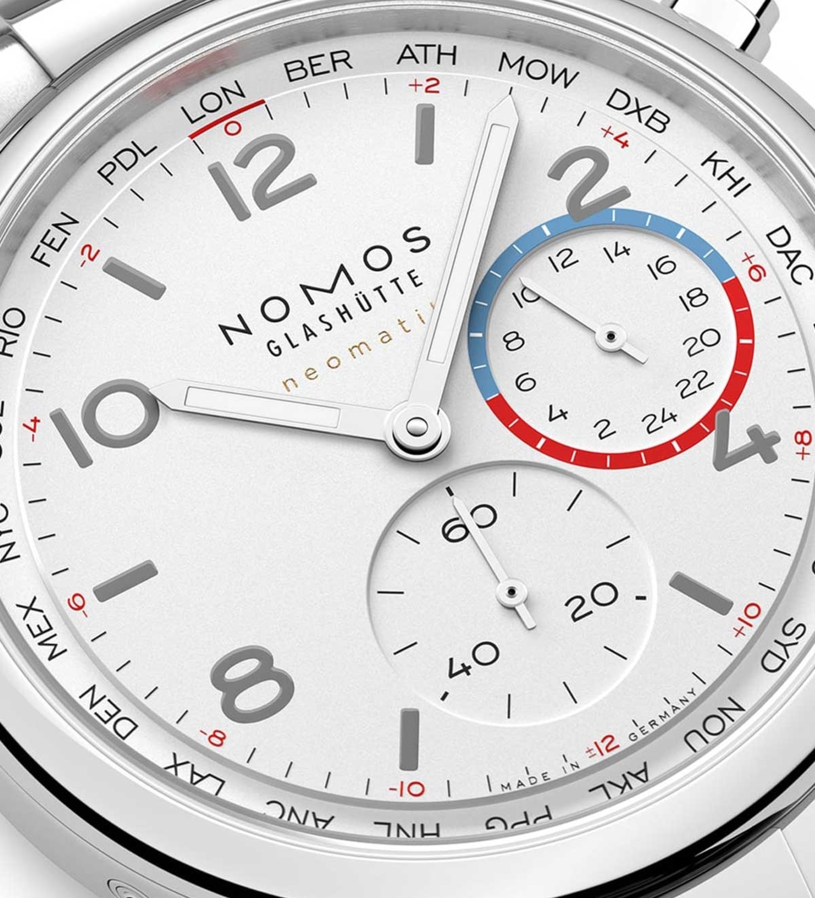 Nomos Club Sport neomatik Worldtimer dial