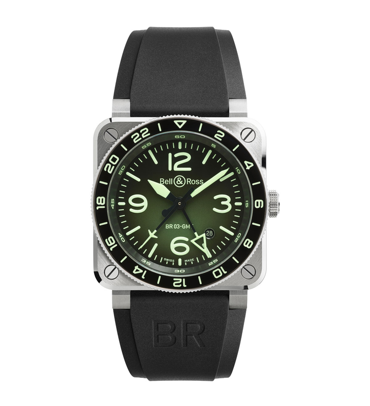 bellross br03 gmt green lum front