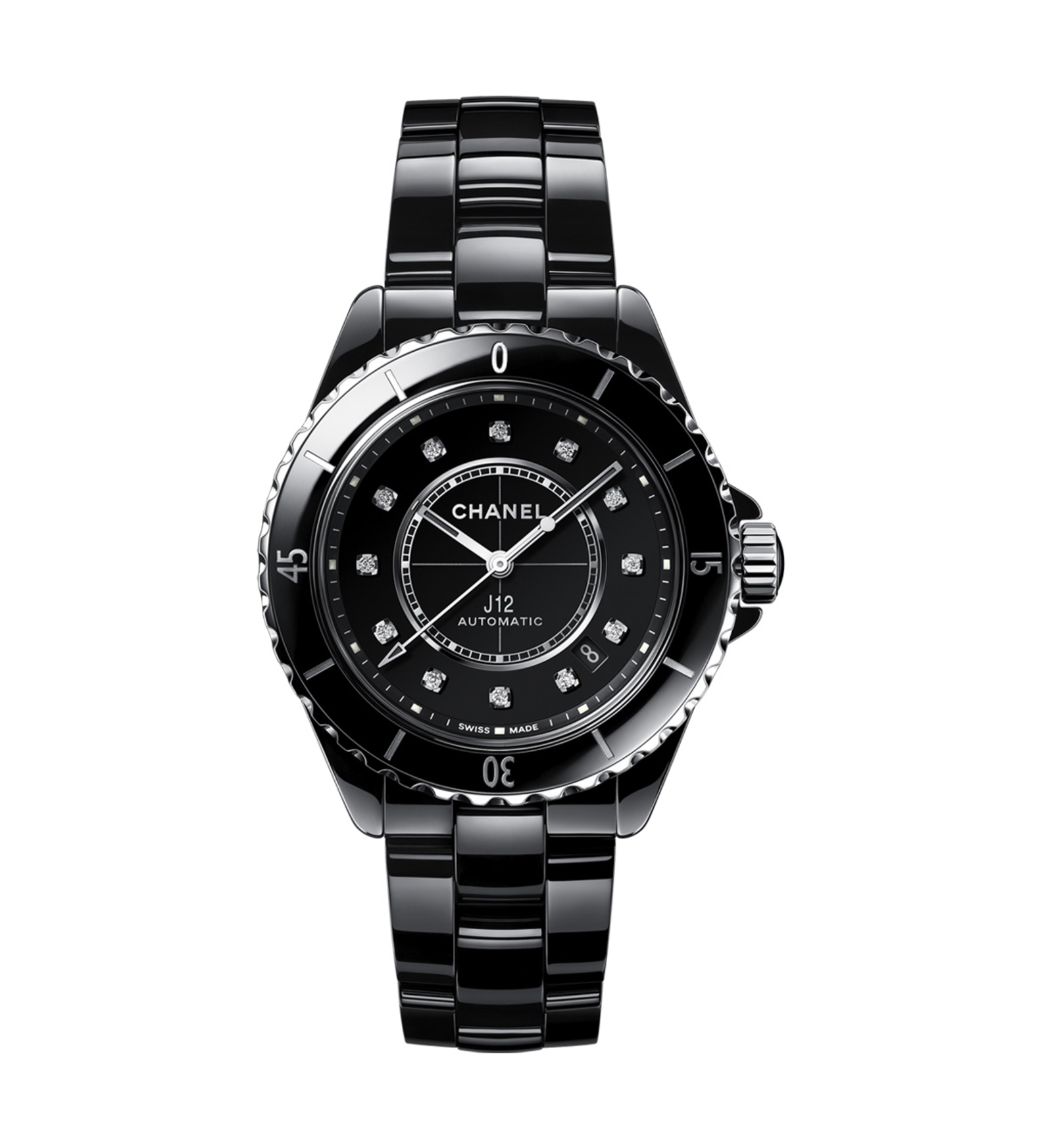 chanel j12 black diamonds 38mm H5702 front