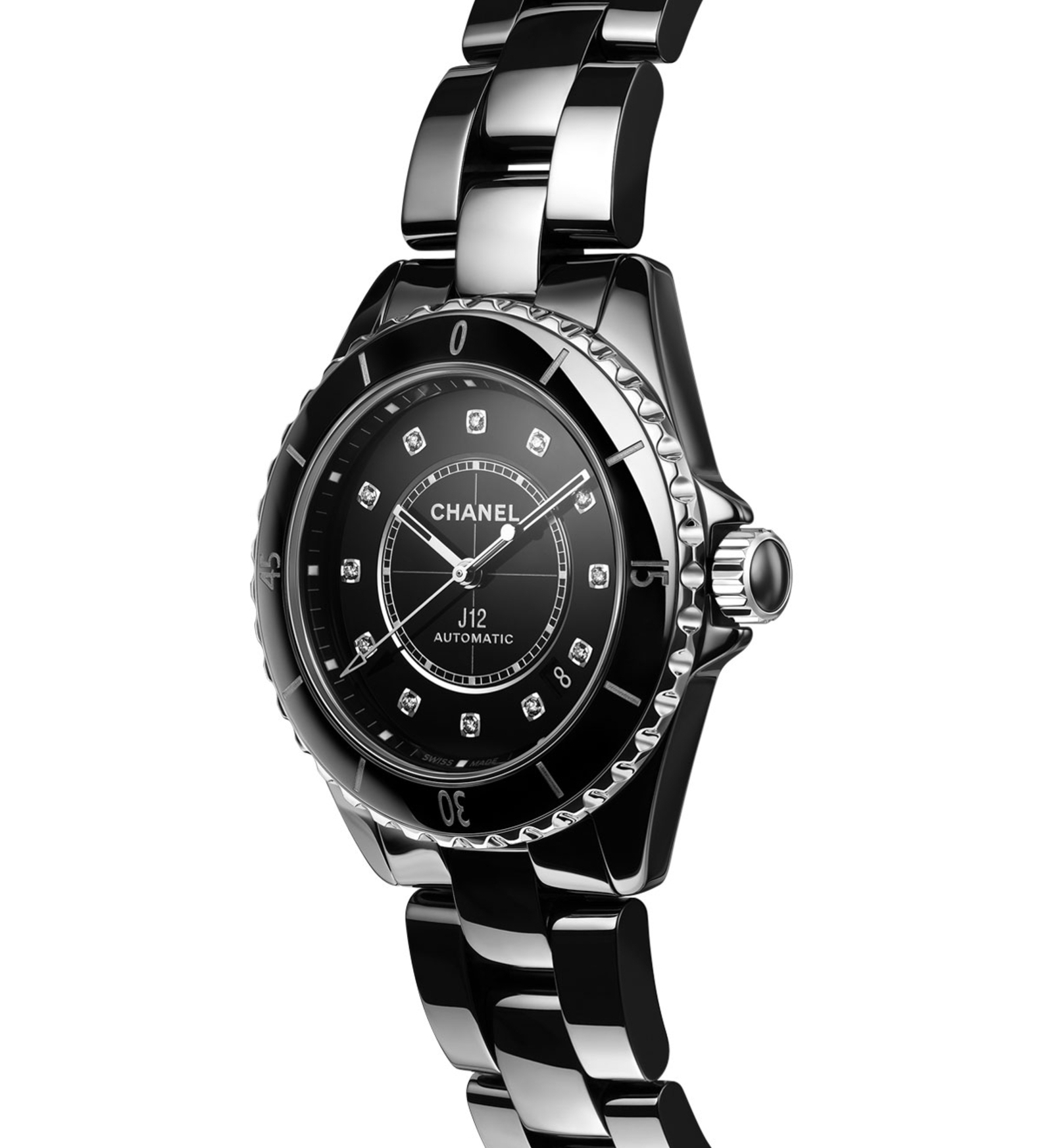 chanel j12 black diamonds 38mm H5702 side