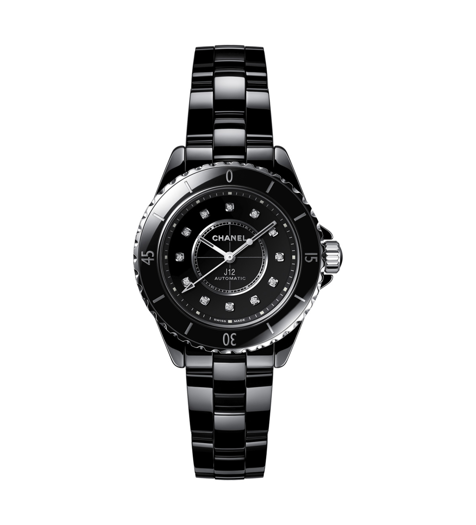 chanel j12 black diamonds 33mm H9742 front