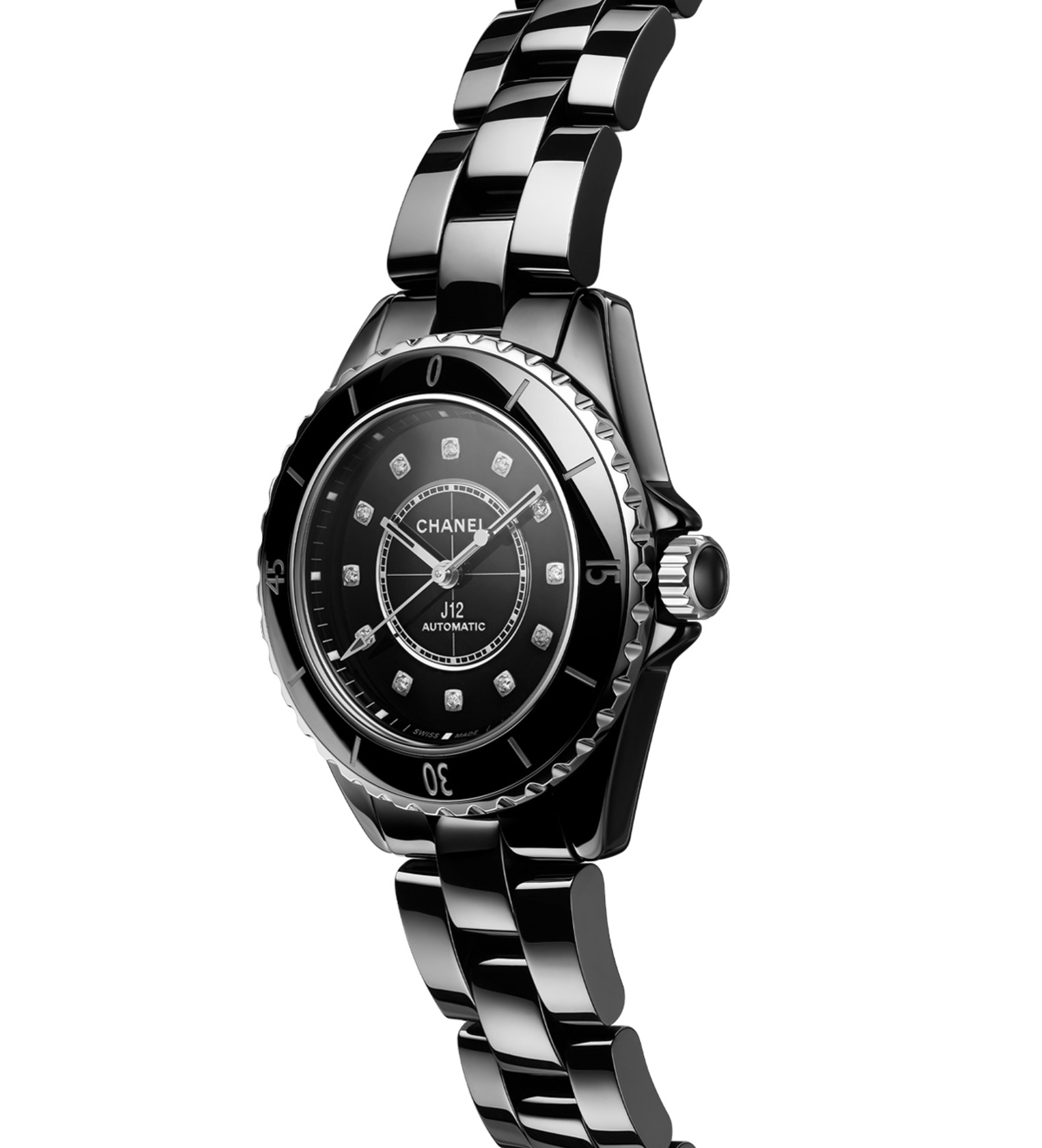 chanel j12 black diamonds 33mm H9742 side