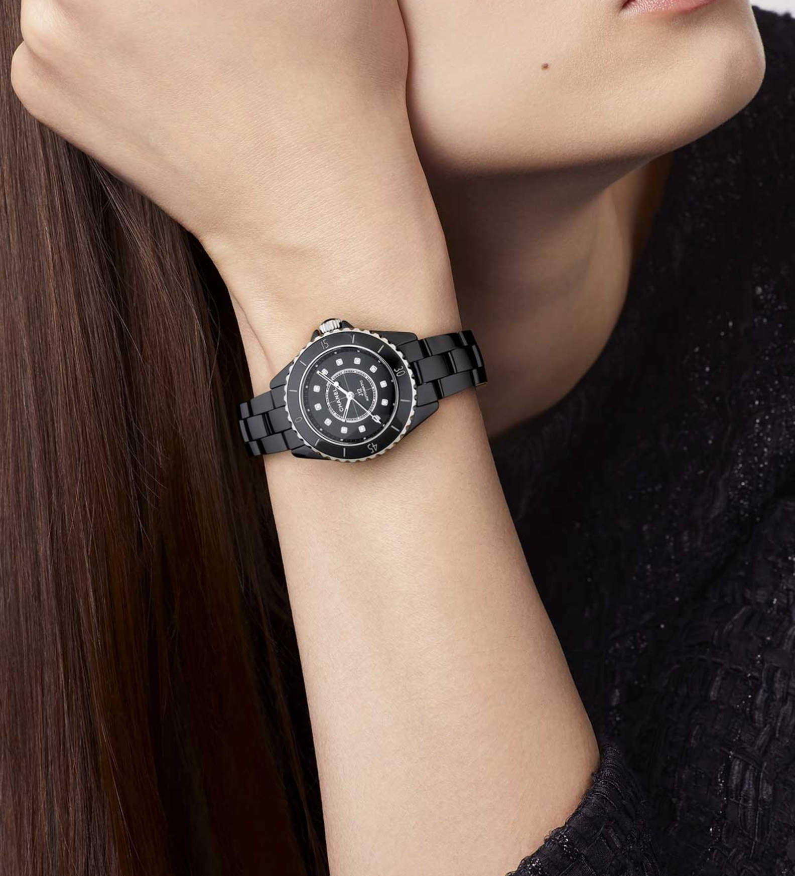 chanel j12 black diamonds 33mm H9742 wristshot