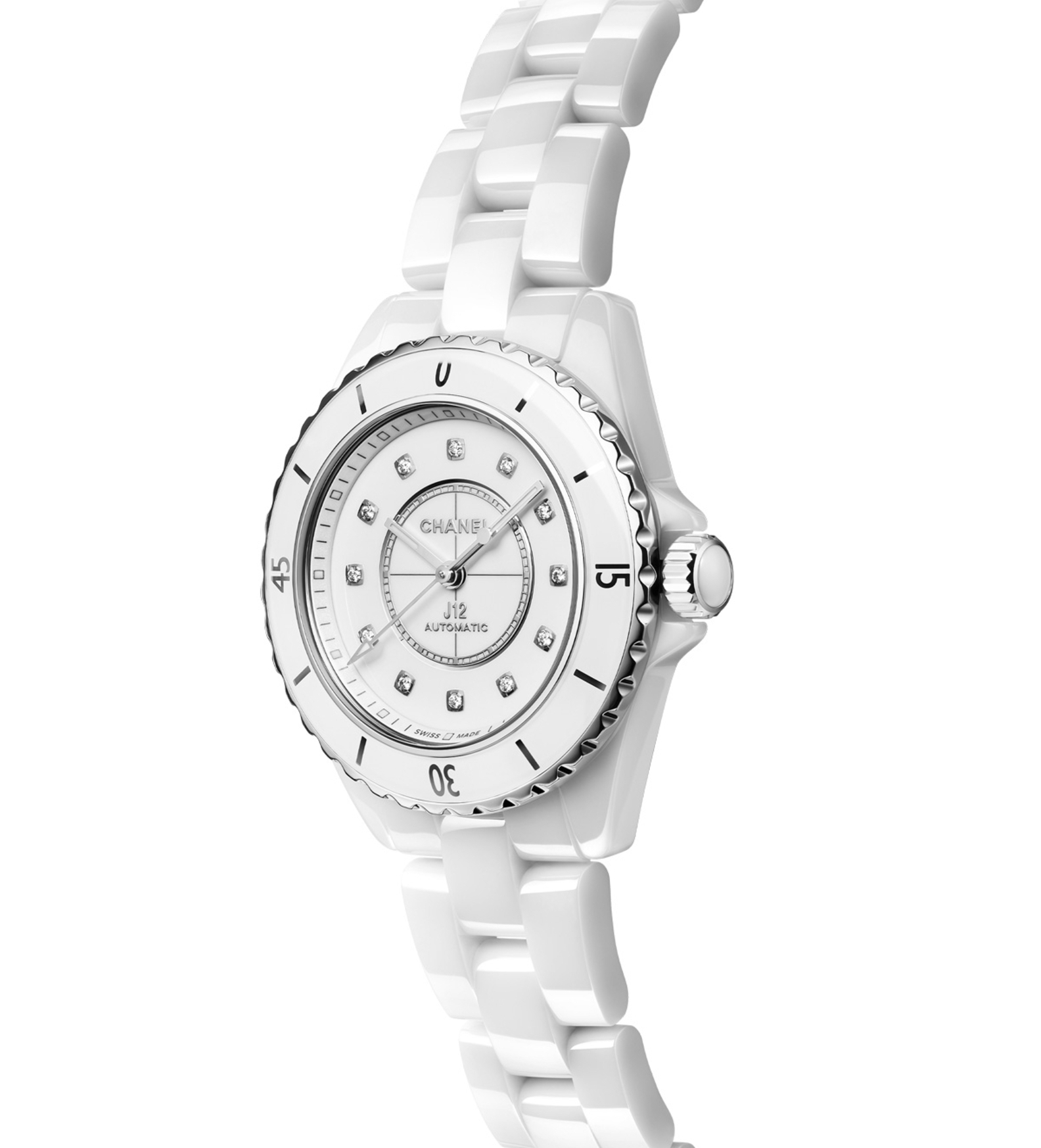 chanel j12 white diamonds 33mm H9741 side