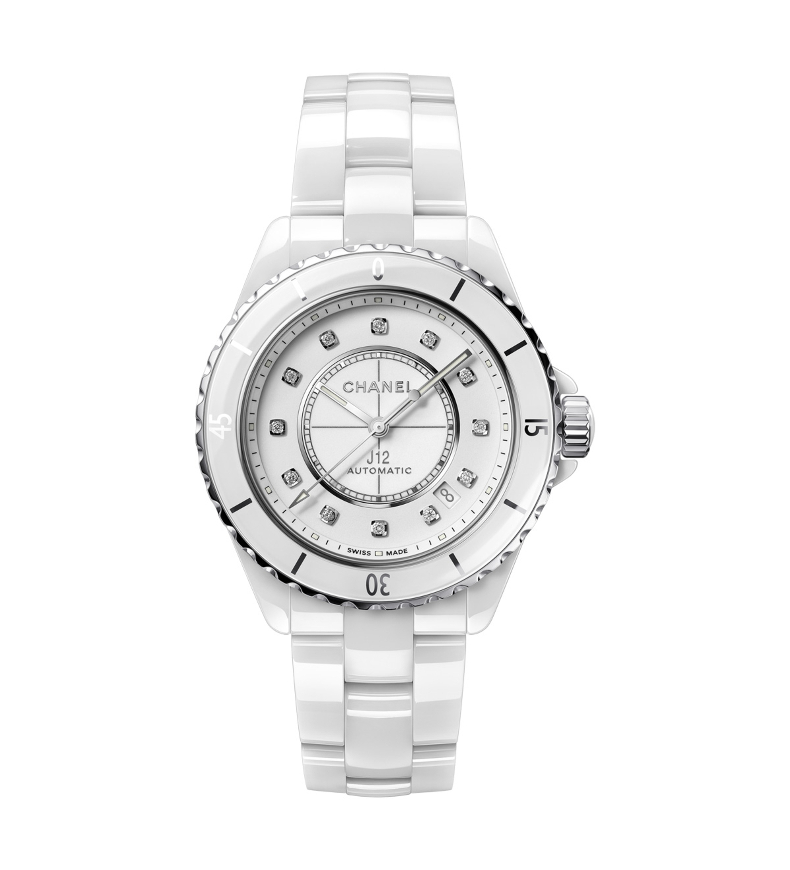 chanel j12 white diamonds 38mm H5705 front