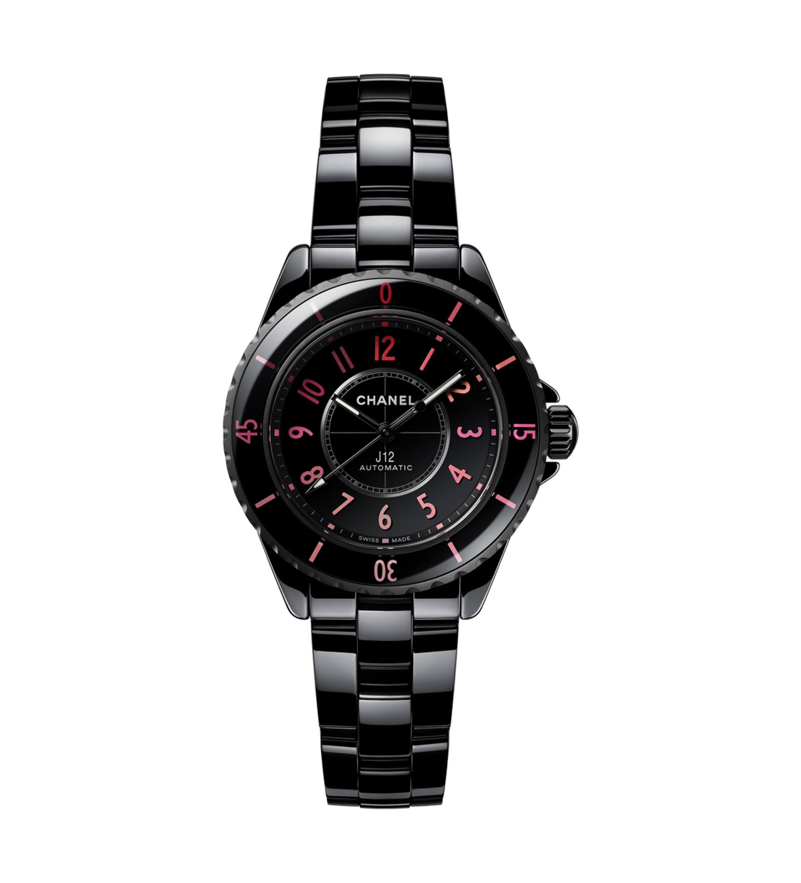 chanel j12 black blush 33mm H10311 front