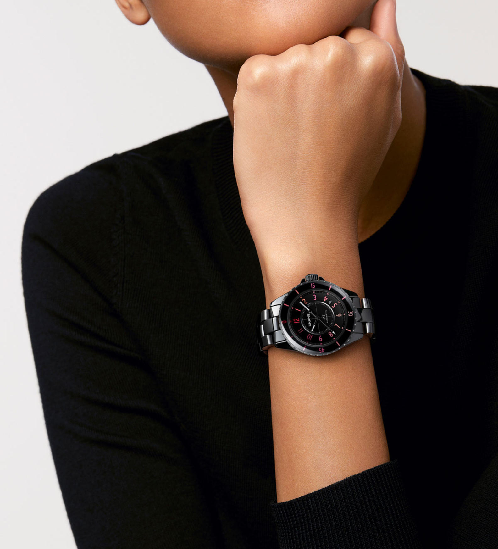 chanel j12 black blush 38mm H10312 wristshot