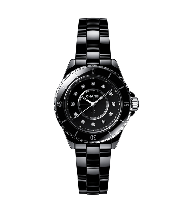 chanel j12 black diamonds 33mm H5701 front