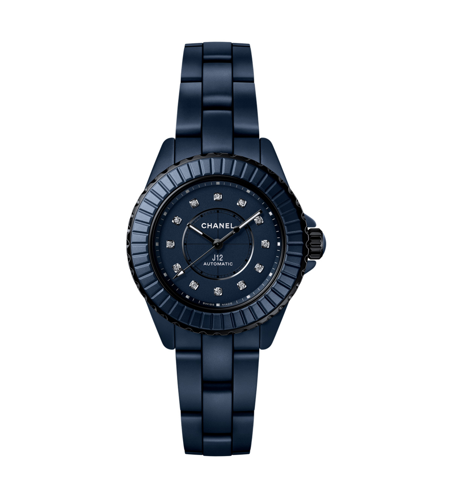 chanel j12 night blue diamonds 33mm H9657 front