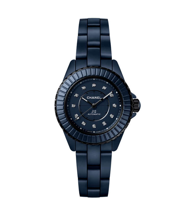 chanel j12 night blue diamonds 33mm H9657 front