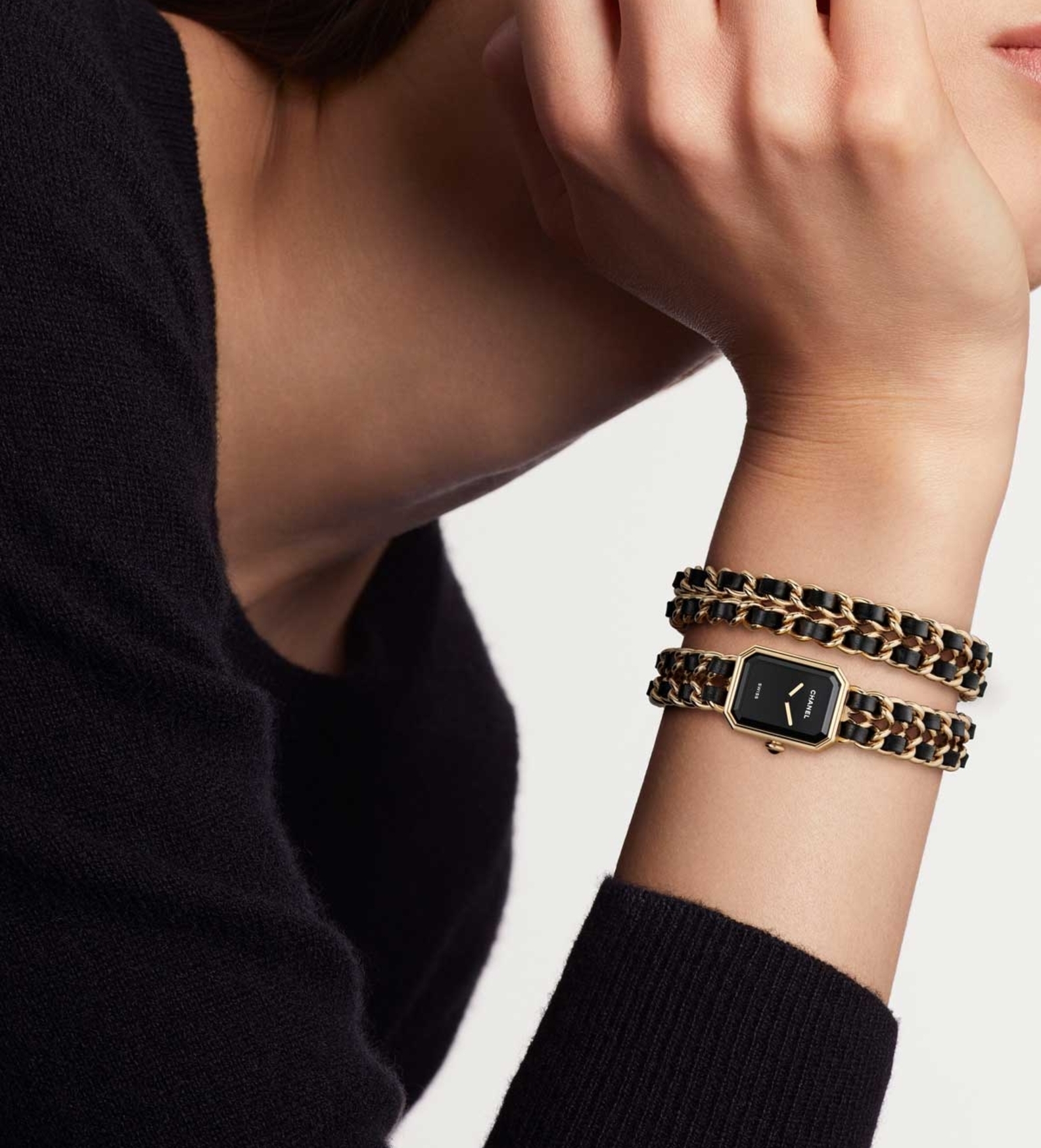 chanel premiere double chain gold watch H10332 wristshot
