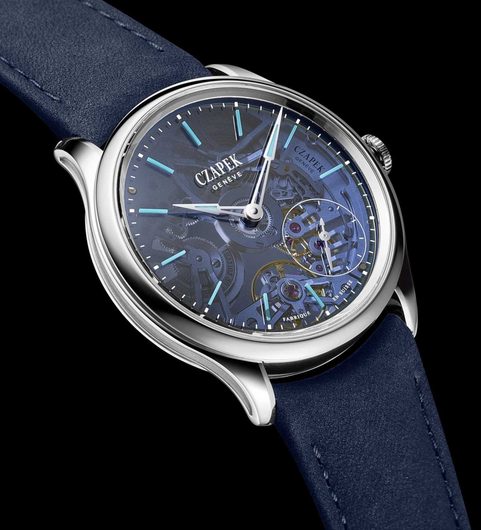 czapek promenade transparencies aqua blue dial