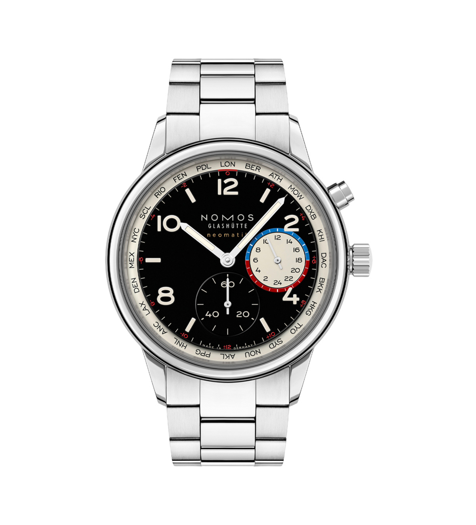 Nomos Club Sport neomatik Worldtimer dark front