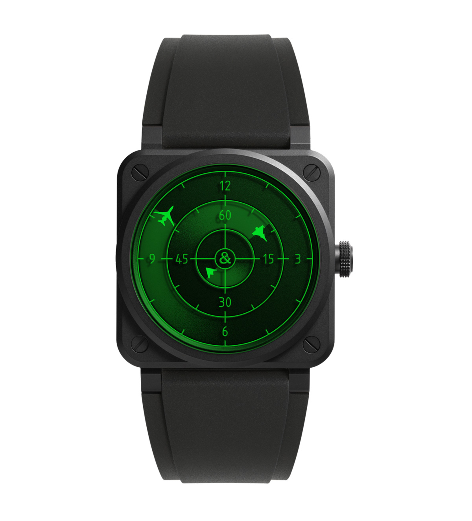 bellross br 03 green radar ceramic front