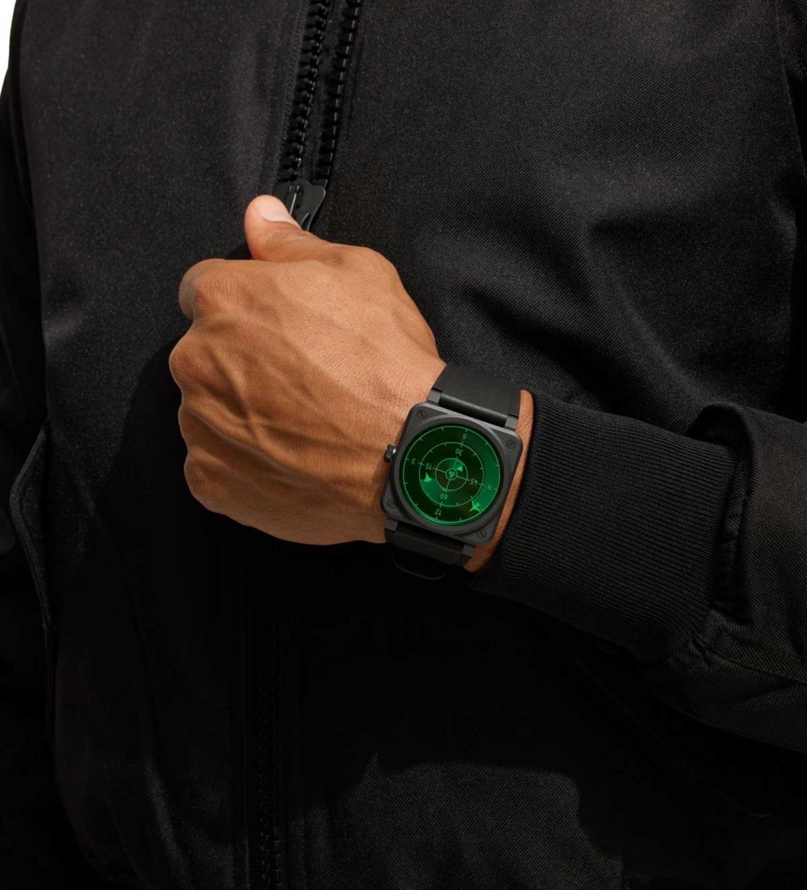 bellross br 03 green radar ceramic wristshot