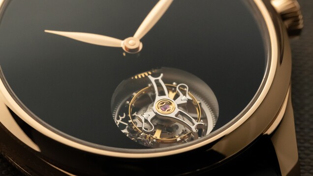 Tourbillon Vanta Black watch close up