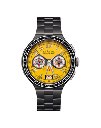 Chronographe_Rattrapante_titanium_fpjourne_yellow_dial_front