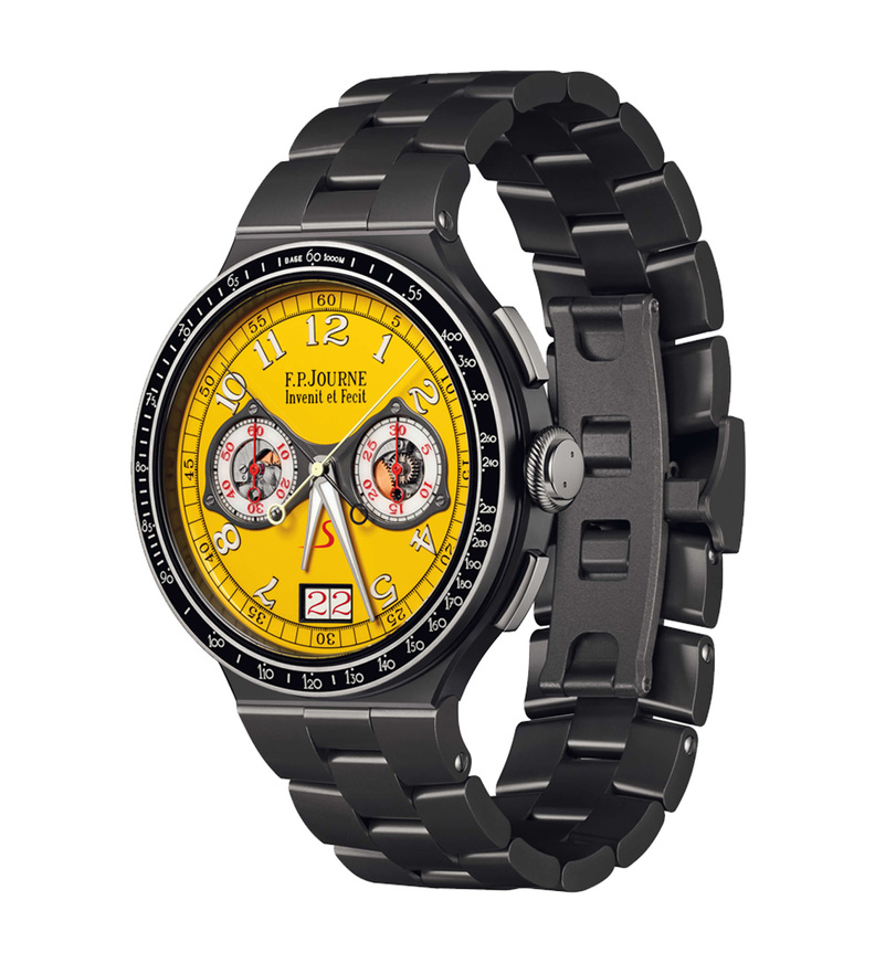 Chronographe_Rattrapante_titanium_fpjourne_yellow_dial_watch